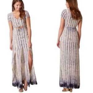 Honey Punch striped maxi dress cut-out waist side slits